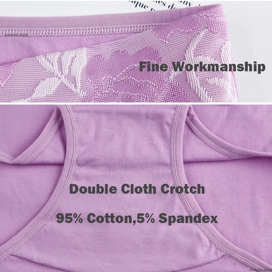 3Pcs Cotton Panties for Women Underwear Plus Size High Rise Briefs Female Sexy Lingeries Pantys Seamless Underpant Girls L-5XL