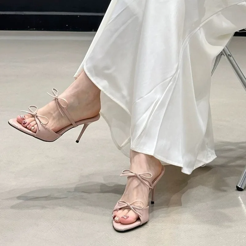 Plus Size Women's Fashion Casual Outdoor One-Strap Stiletto Heel Mules, Elegant Sandals for Spring & Summer