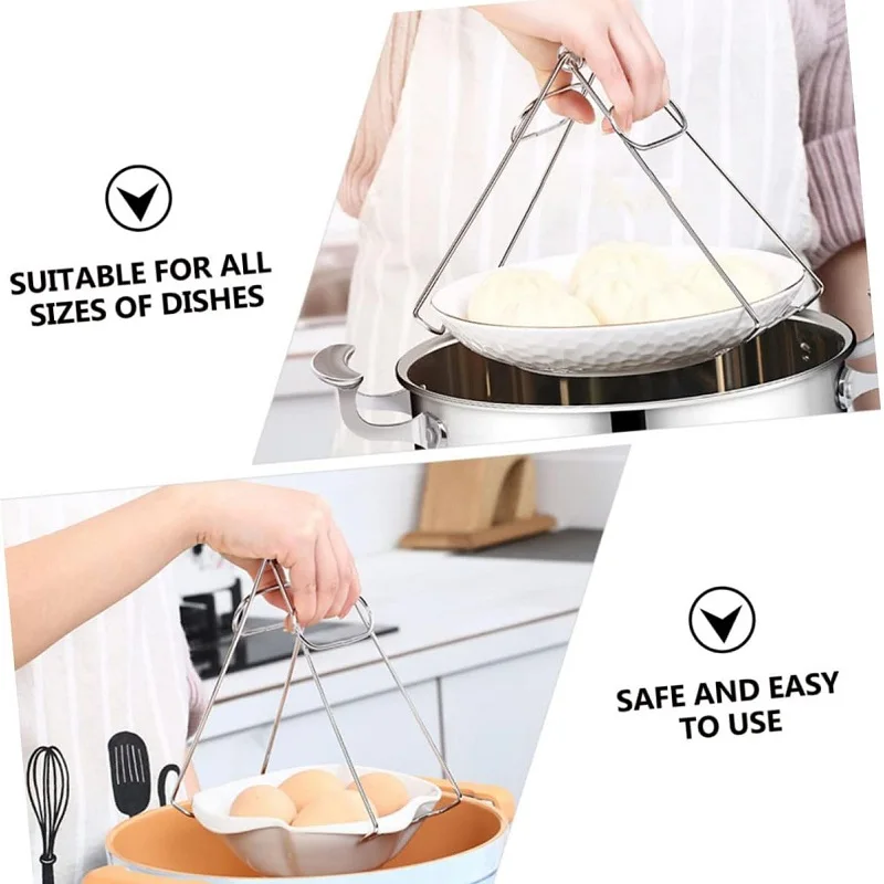 رافع لوحة عالمي من الفولاذ المقاوم للصدأ ، مشبك طبق ساخن قابل للطي ، ملقط أطباق ، مشابك أوعية ، قابض مقلاة للمطبخ #6