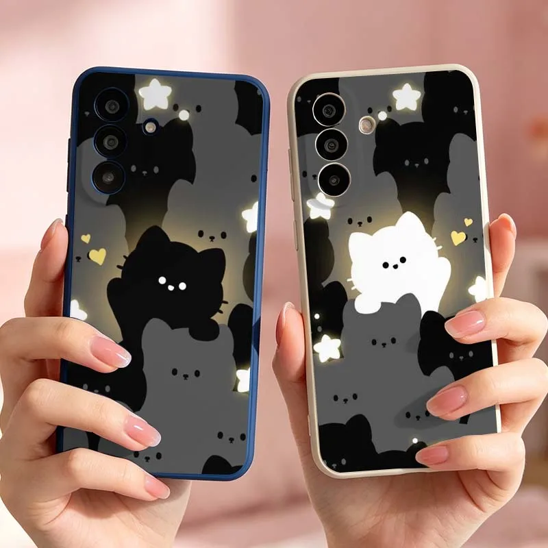 Cartoon Black Cat Star For For Samsung Galaxy A36 A35 A34 A33 A32 A30 A26 A25 A24 A23 A22 A21S A16 A17 Phone case Cover