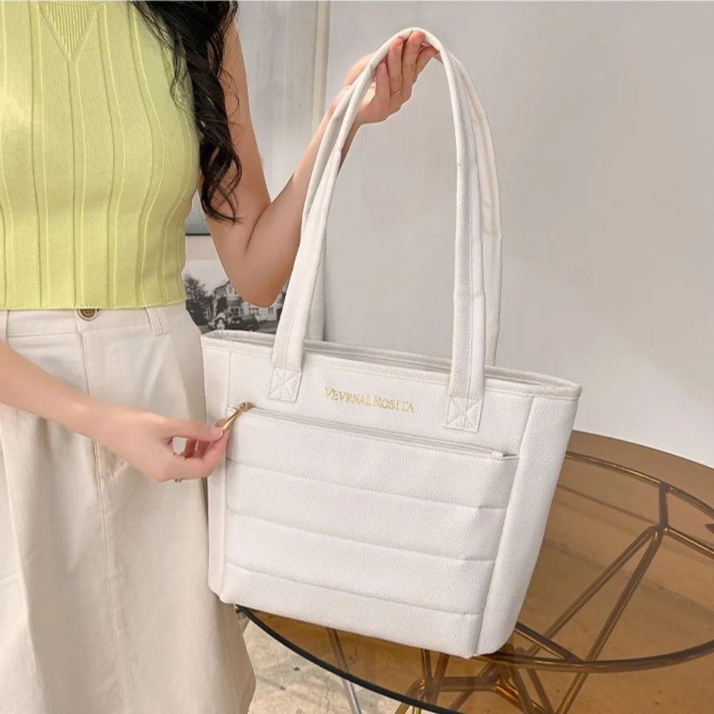 

Модная однотонная сумка для мамы из искусственной кожи на молнии, большая вместительная двухслойная сумка на плечо