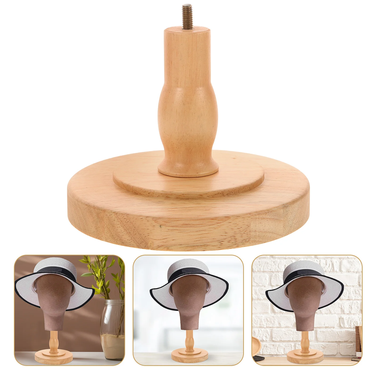 

Mannequin Base Solid Wood For Head Sit down Chocolate Wooden Display Support