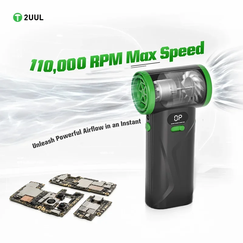 2UUL DA971 3 in 1 Turbo Air Duster Vacuum Blower 110000RPM Fan Set for Mobile Phone Computer Keyboard Dust Cleaning Repair Tools