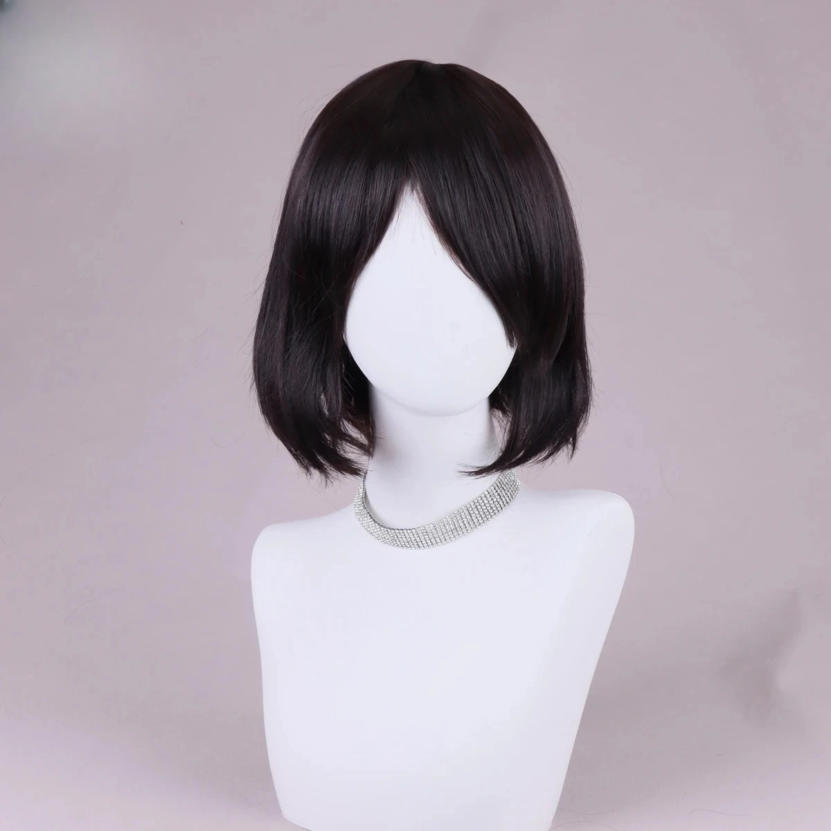 

Multi-colored diagonal bangs Bob shawl short wig with mid-part heat resistant synthetic hair Cosplay party wig