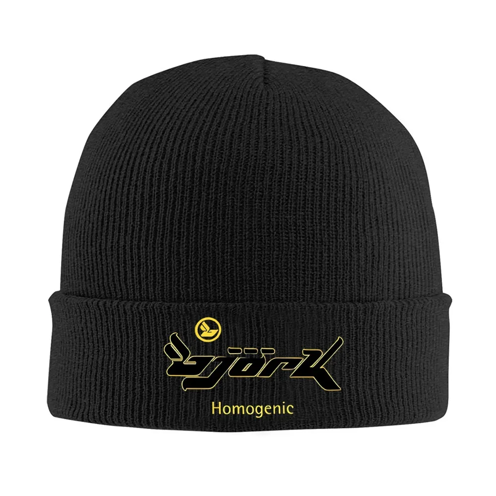 2026 Bjork logo gold black background album Men Women Unisex Knitted Hat Beanie Pullover Cap Winter Thermal Warm Christmas Outdo