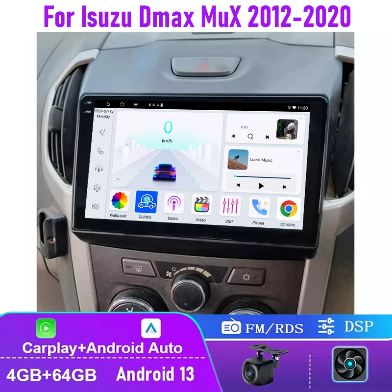 

9" 4+64GB For Isuzu Dmax MuX 2012-2020 Car Stereo Radio CarPlay Android Auto FM GPS Head Unit