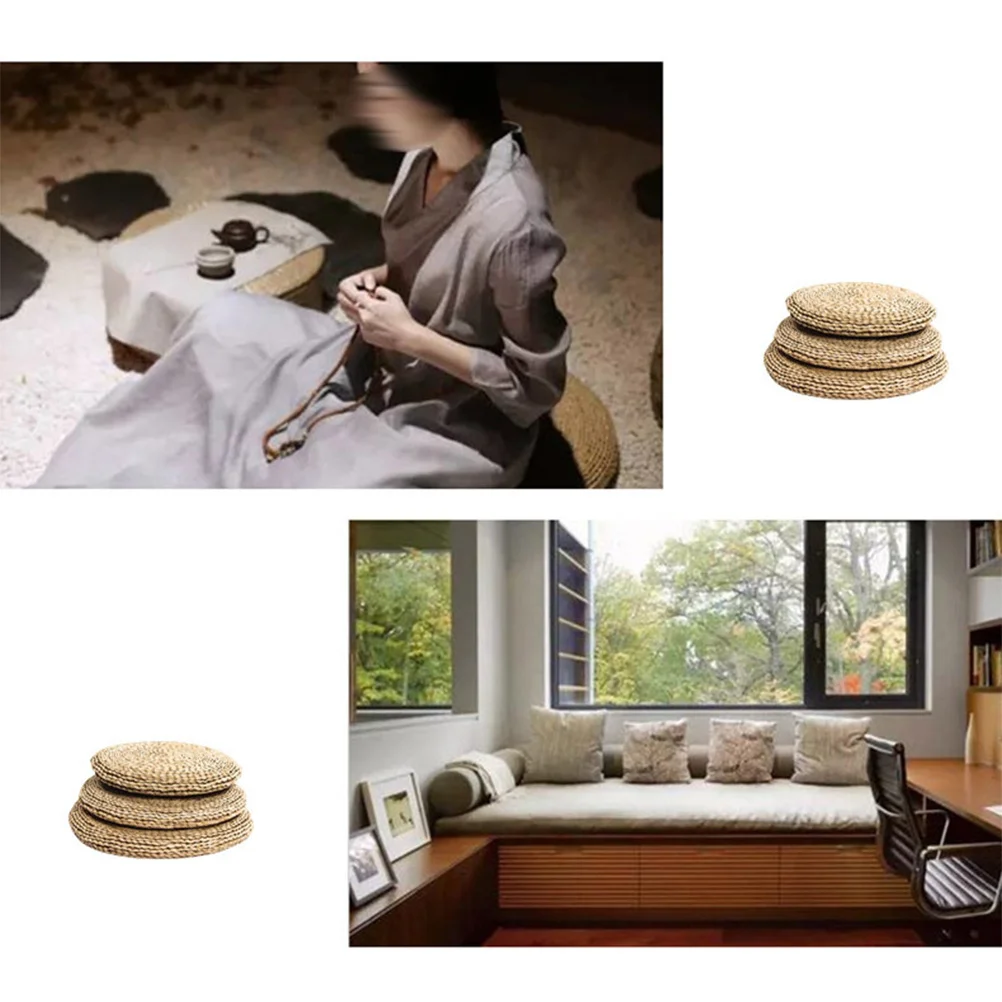 

1Pcs Handmade Straw Braid Cushion 40x40cm Round Natural Breathable Seat Mat Yoga Meditating Cushion Lightweight Comfortable Home