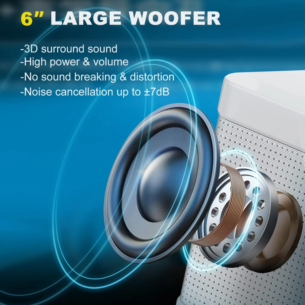 Máquina de Karaoke con Altavoz Portátil con 2 Micrófonos Inalámbricos, Compatible con AUX, Tarjeta TF, Reproductor USB, Adecuada para KTV en Casa, Fiesta