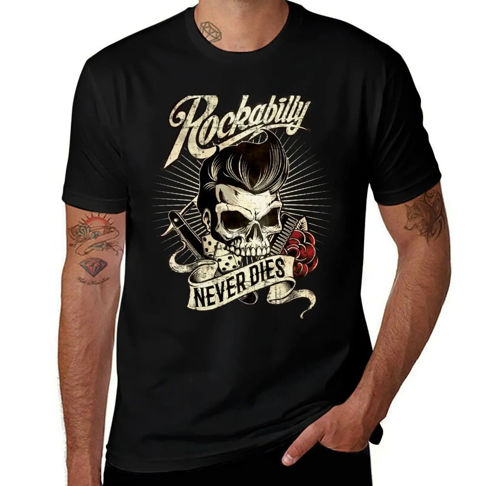

Rockabilly Never Dies T-Shirt custom t shirt oversized graphic tee vintage clothes men t shirt