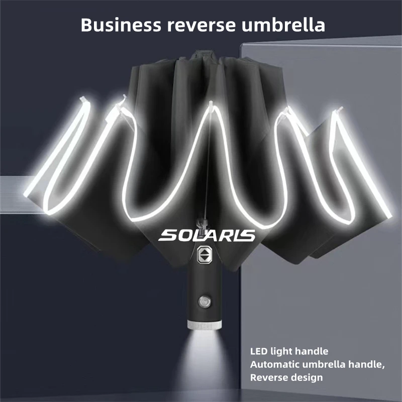 

Automatic Umbrella with Reflective Stripe Reverse Led Light Umbrella 10 Ribs 3-folding Inverted Umbrella For Hyundai Solaris