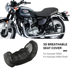 For Kawasaki W800 W 800 Street Motorcycle Passenger Seat Cover 3D Breathable Seat Cushion Seat Cover Cowl