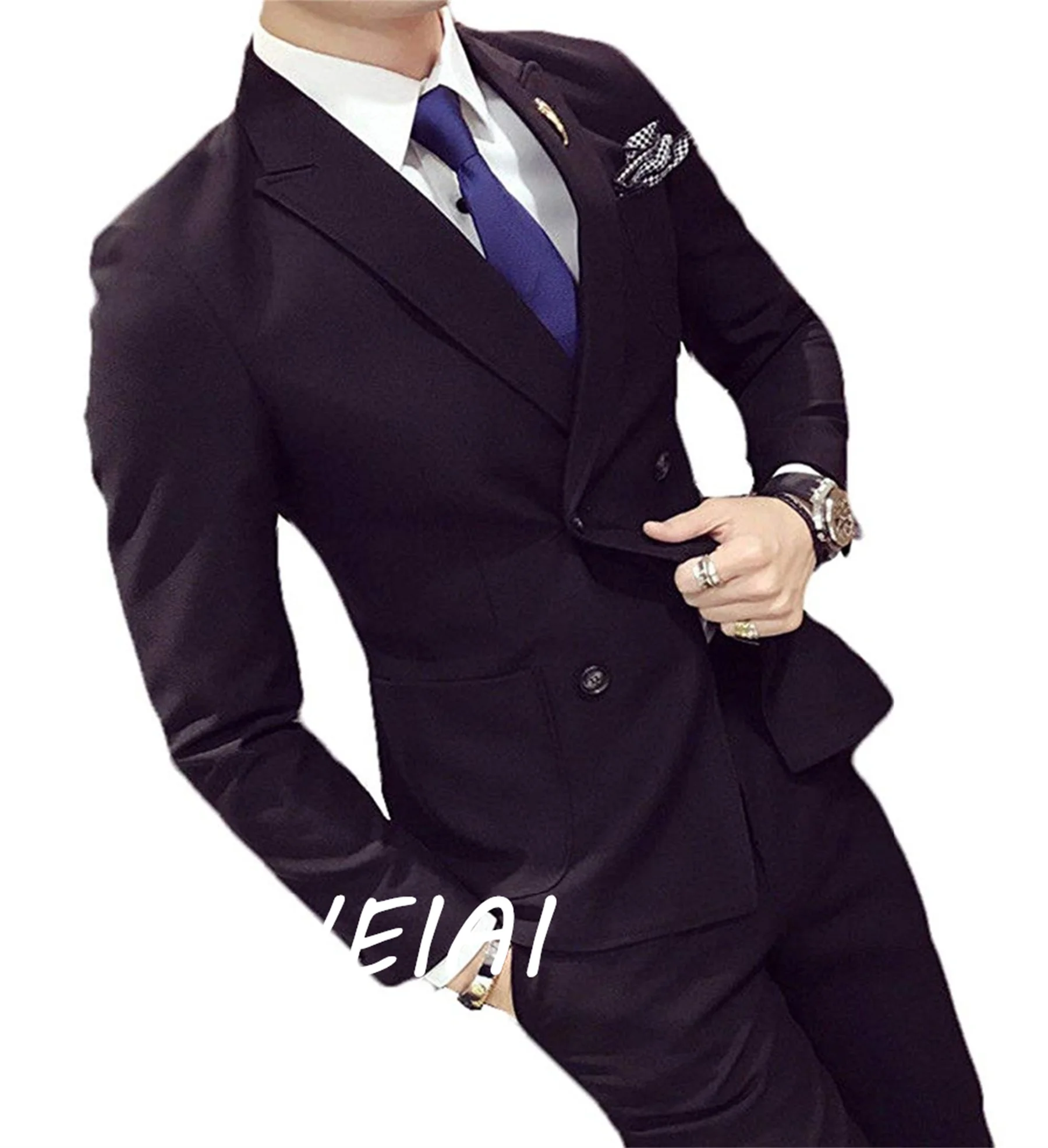 

Индивидуальный модный мужской костюм, приталенный костюм из 2 предметов, костюмы для выпускного вечера, смокинги, пиджаки для мужчин, куртка + брюки