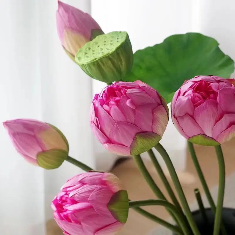 

Lotus simulation flower hand feeling lotus leaves lotus flower fake flowers living room ornaments pool decoration scenic shootin