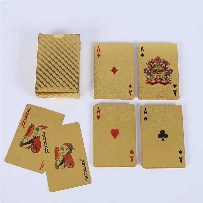 

2boxes/set Quality 24K Waterproof Gold Foil Poker Playing Cards Durable Poker Creative Gift Table Game Family/Party/Friends P03