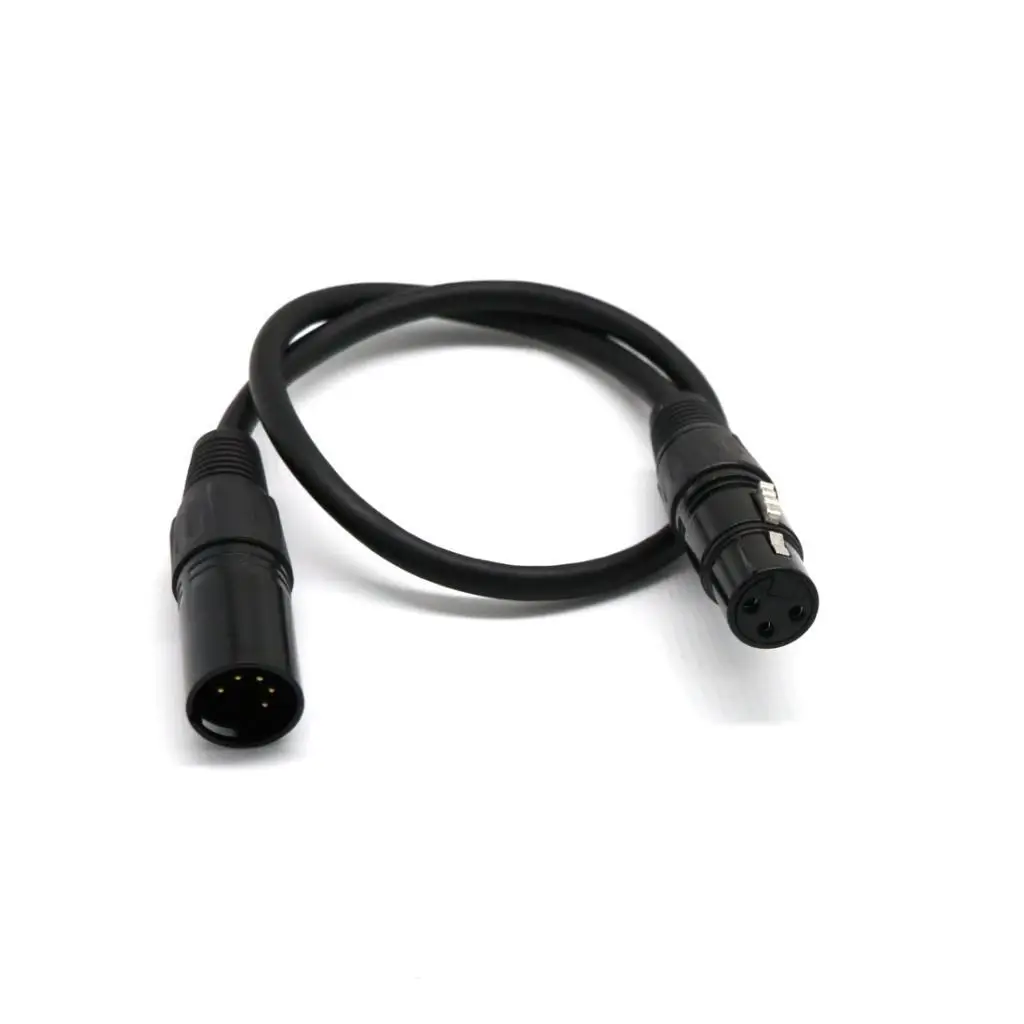 محول DMX 5-Pin DMX ذكر إلى 3-Pin XLR أنثى كابل محول سلك الرصاص