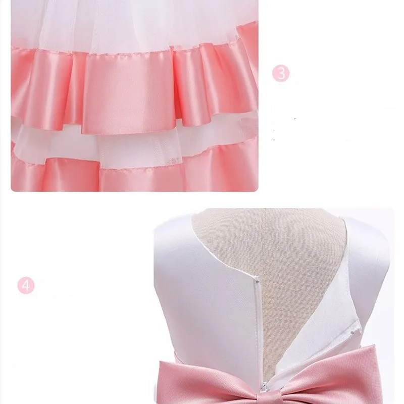 Satin Gauze Big Bow Baby Girls Princess Dress Summer Wedding Ball Christmas Birthday Party Costume Girl Dresses Gift (Headband)