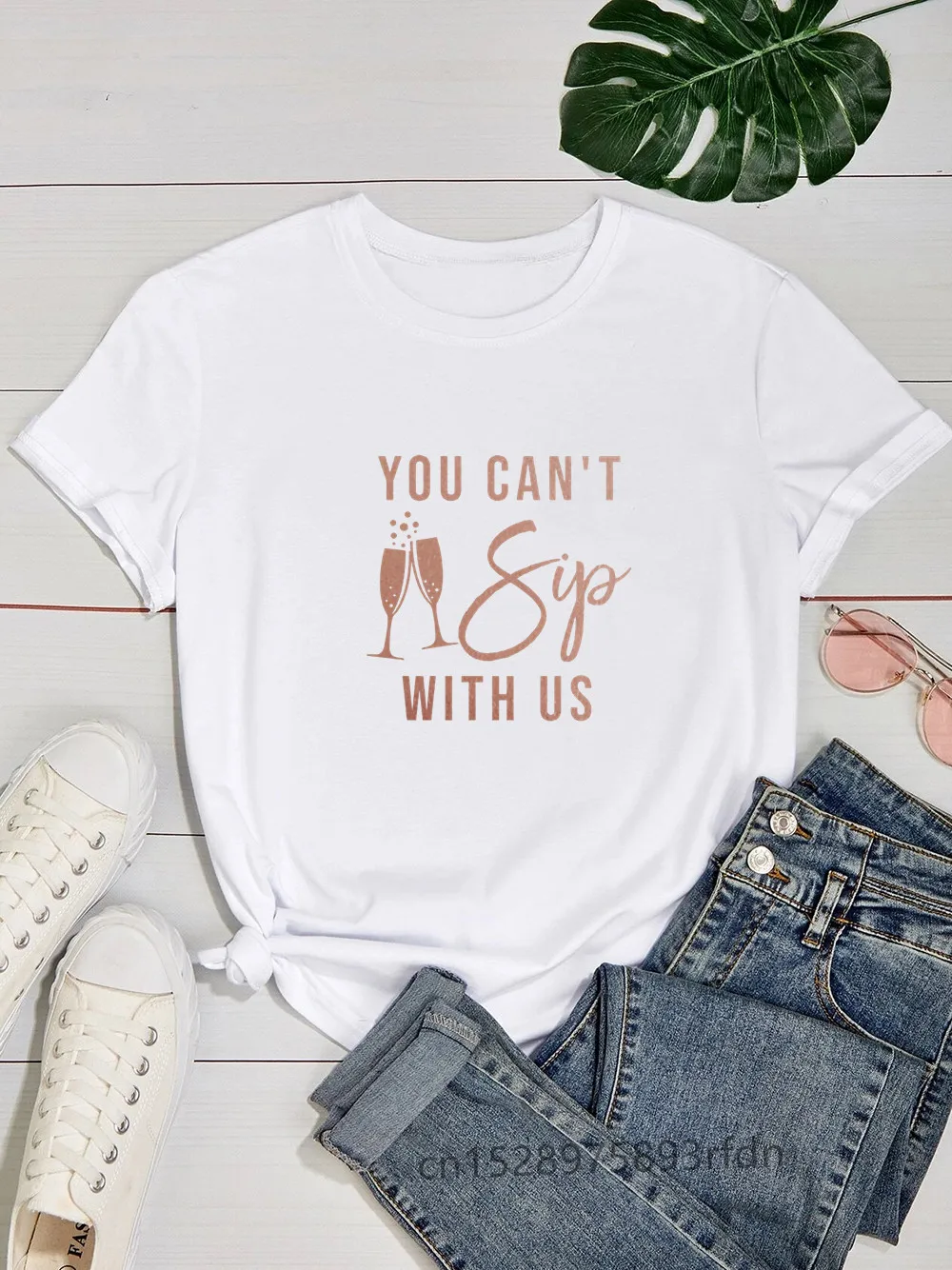 You Can't Drink With Us Bachelorette Wedding Party Women Evjf Tee Shirt Casual ladies basic O-collar Pink Short Sleeved Tshirt