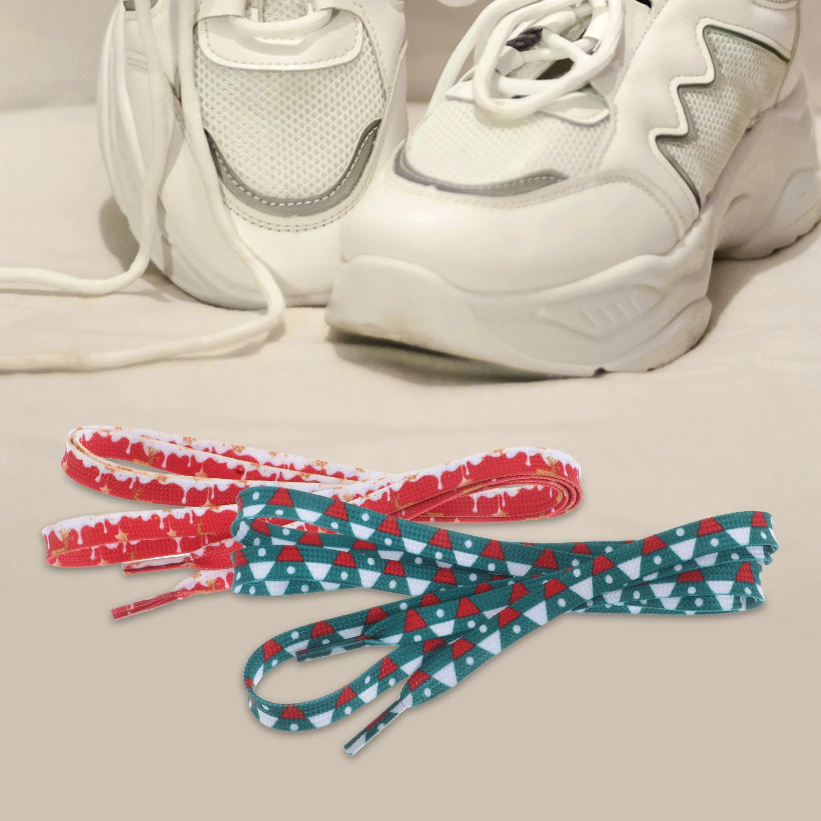 أربطة أحذية عيد الميلاد، أربطة بديلة مسطحة للأحذية الرياضية، أحذية قماشية كاجوال، بوليستر متين