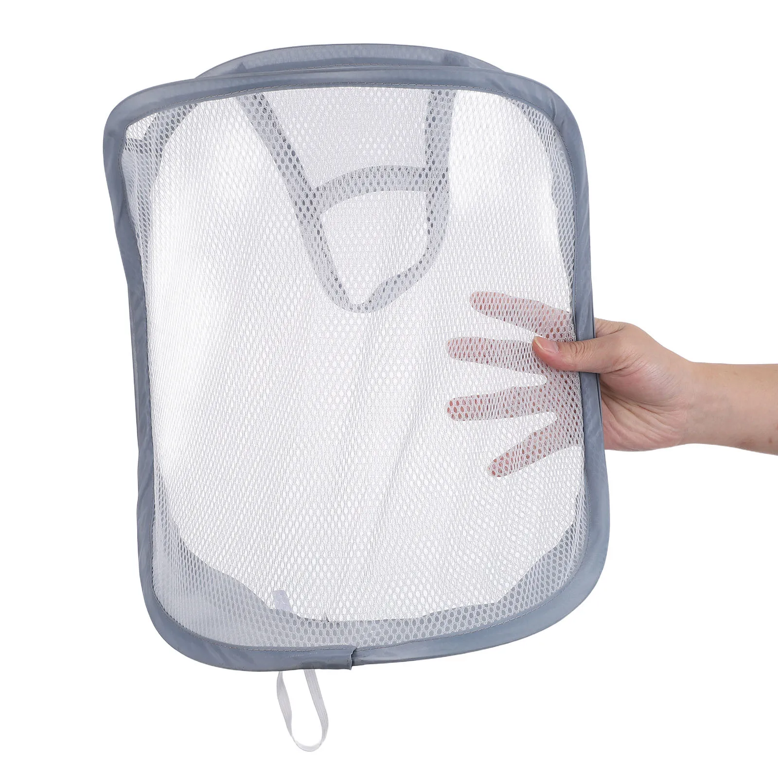 

2pcs Foldable Mesh Hamper Hanging Laundry Basket 20.44X11.79X6.68In Space Saving Ventilated Design For Dorm Bathroom Travel Wall