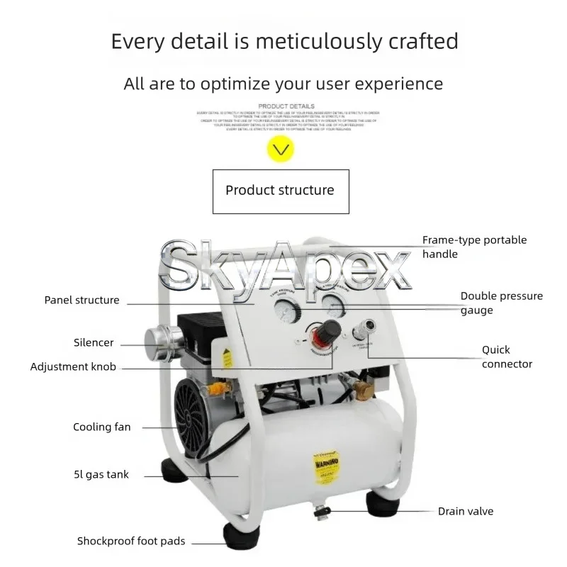 Portable Oil Free Low Noise Home Air Compressor Woodworking Frame Type Air Compressor Industry-Specific Equipment