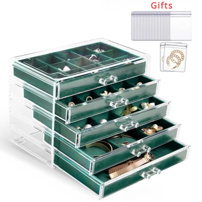 

Clear Acrylic Jewelry Box 5 Layers Multi Functional Exquisite Large Luxury Jewelry Box Organizer Storage Display Holiday Gifts