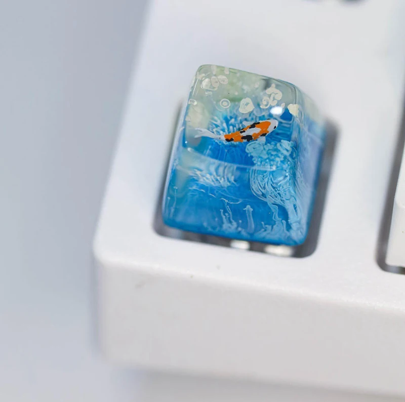 Organism Resin Keycap Creactive Art Keyboard Decoration Aquarium Fish Figure Theme 3D Landscape Replaceable Keyboard Keys