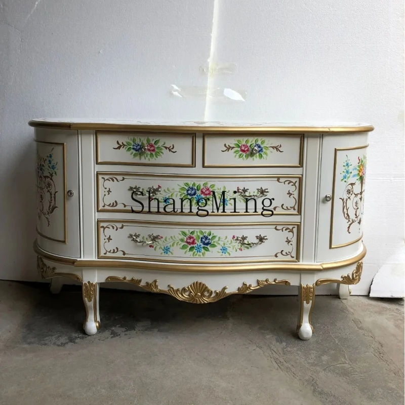 SM home high-end solid wood chest of drawers painted semi-circular entrance living room sideboard