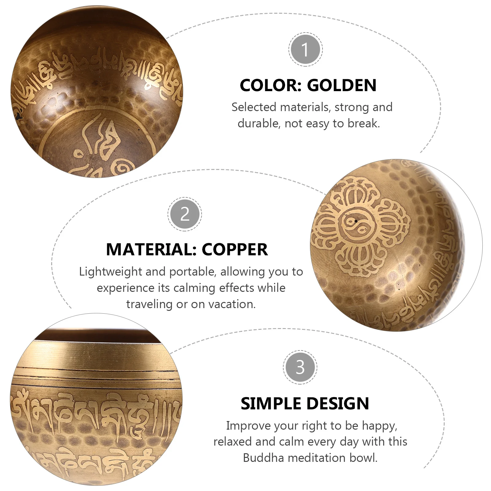 

Bowl Hand Making Singing Meditation Copper with Mallet Mat Buddha