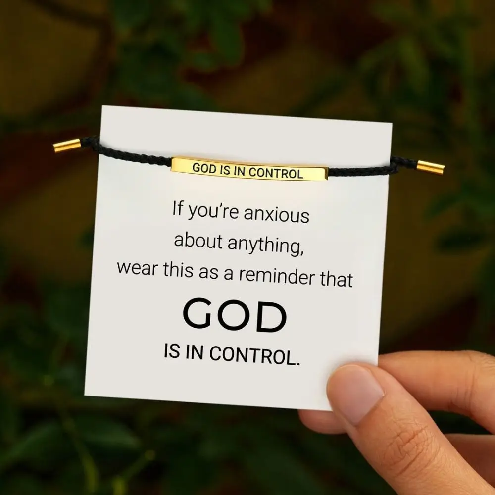 GOD IS IN CONTROL Tube Bracelet Adjustable Stretchable Couple Bracelet Gold Rose Gold Braided Bracelet