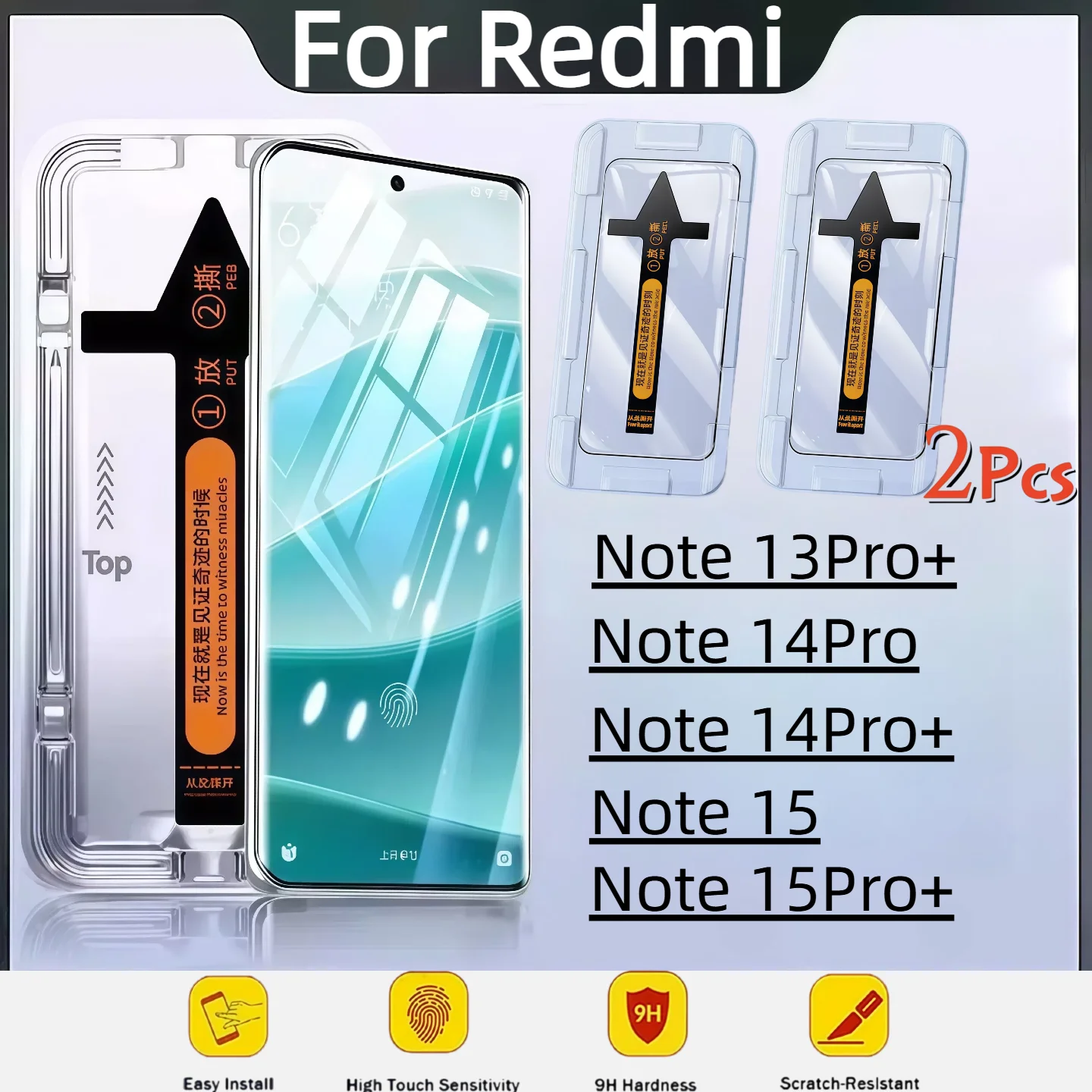 

2Pcs Tempered Glass Film for Redmi Note 13 14 15Pro Plus HD Clear Anti-Scratch Screen Protector