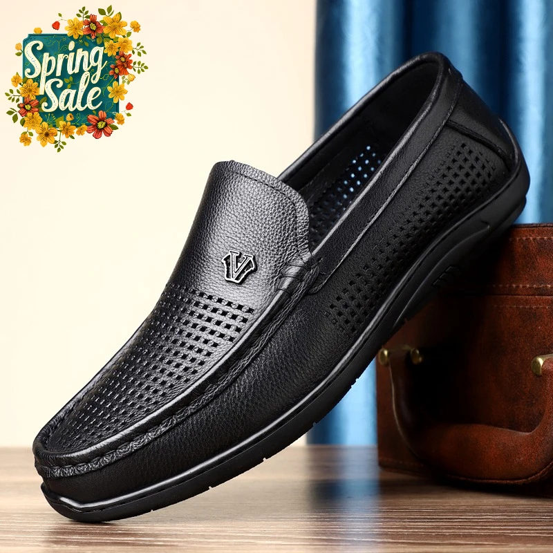 

Мужские лоферы из натуральной кожи, нескользящие, дышащие, для прогулок на улице, повседневные туфли без шнурков, мокасины для вождения