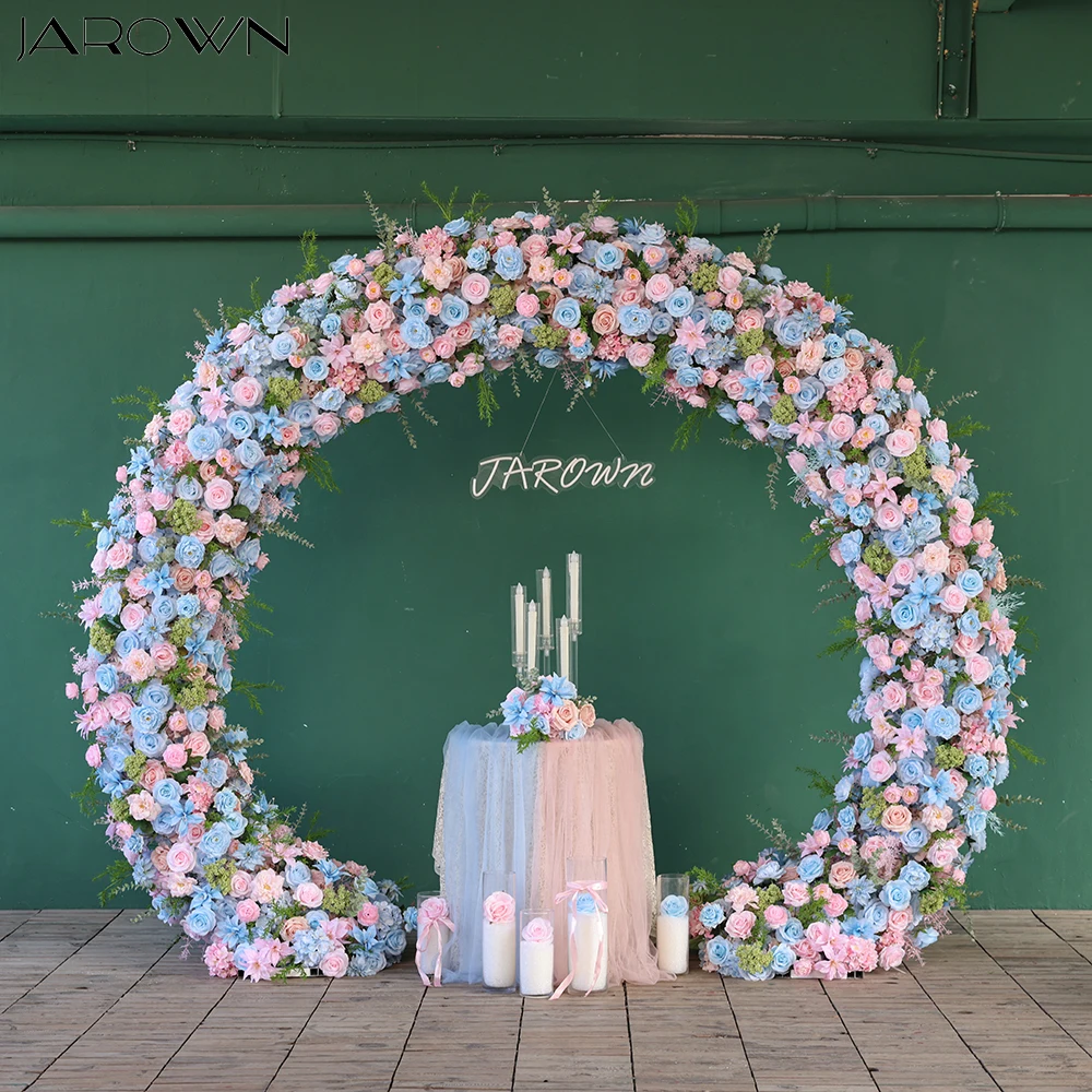

Wedding Backdrop Decoration Blue Pink Series Artificial Rose Peony Eucalyptus Flower Arrangement Event Stage Decor Props J2569