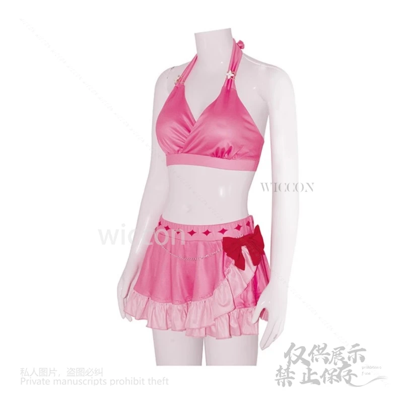 Игра Final Косплей Фэнтези VII Аэрит Гейнсборо Летний сексуальный купальник Бикини Костюм Женский парик Хэллоуин Вечерние наряды Роль