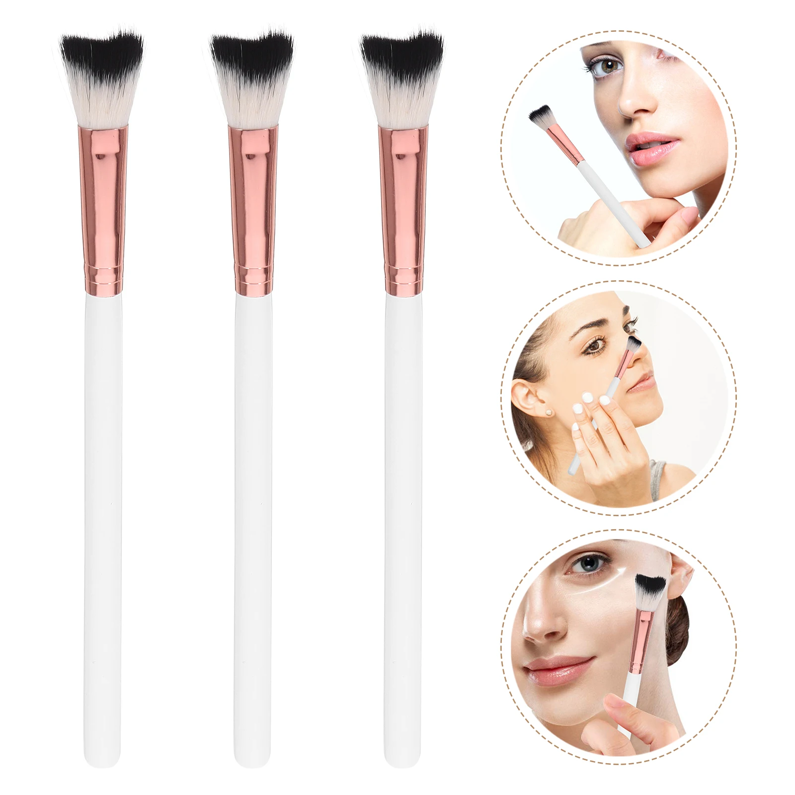 

3 Pcs Nasal Shadow Brush Highlight Contour Nose Makeup Highlighter Applicator Brushes for
