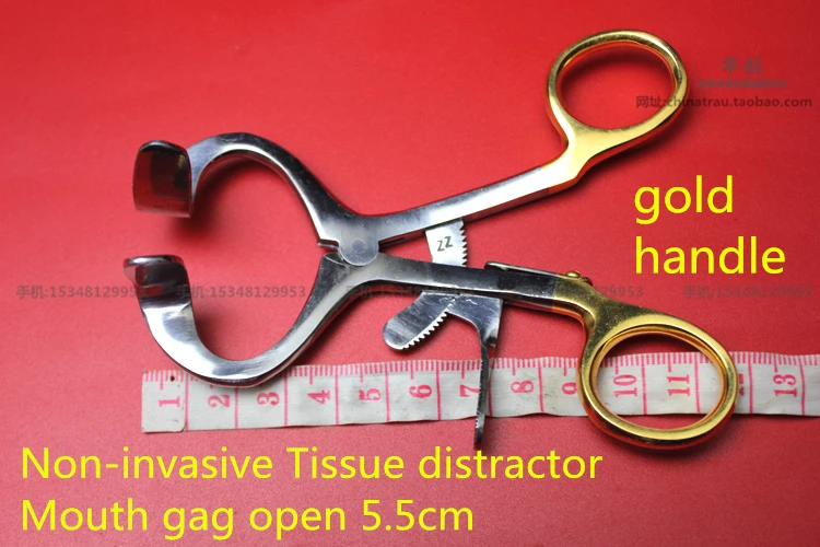 

Medical orthopedic instrument gold handle adjustable mouth gag Non-invasive skin tissue retractor Animal VET Distraction forcep