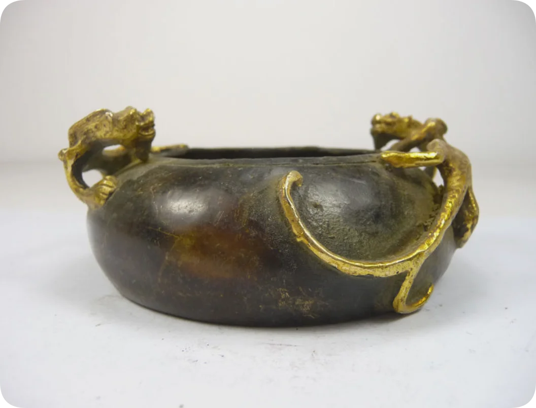 collectable! old decorated Chinese handwork copper sign Incense Burners 2 tigers