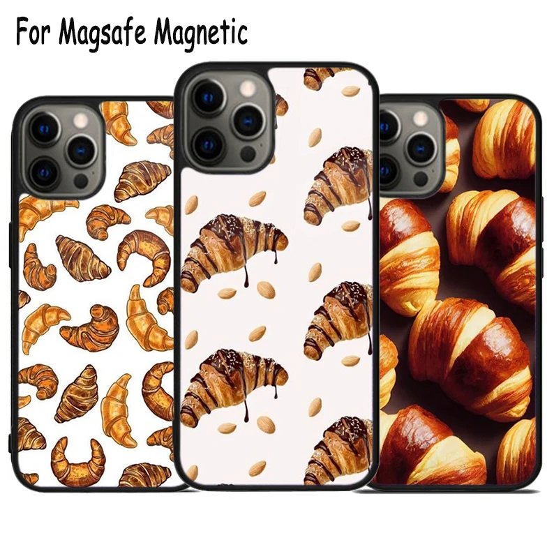 

Bakery Croissant Wireless Charge Magsafe Phone Case For iPhone 15 16 14 13 11 12 Pro Max Plus Magnetic Bumper Cover