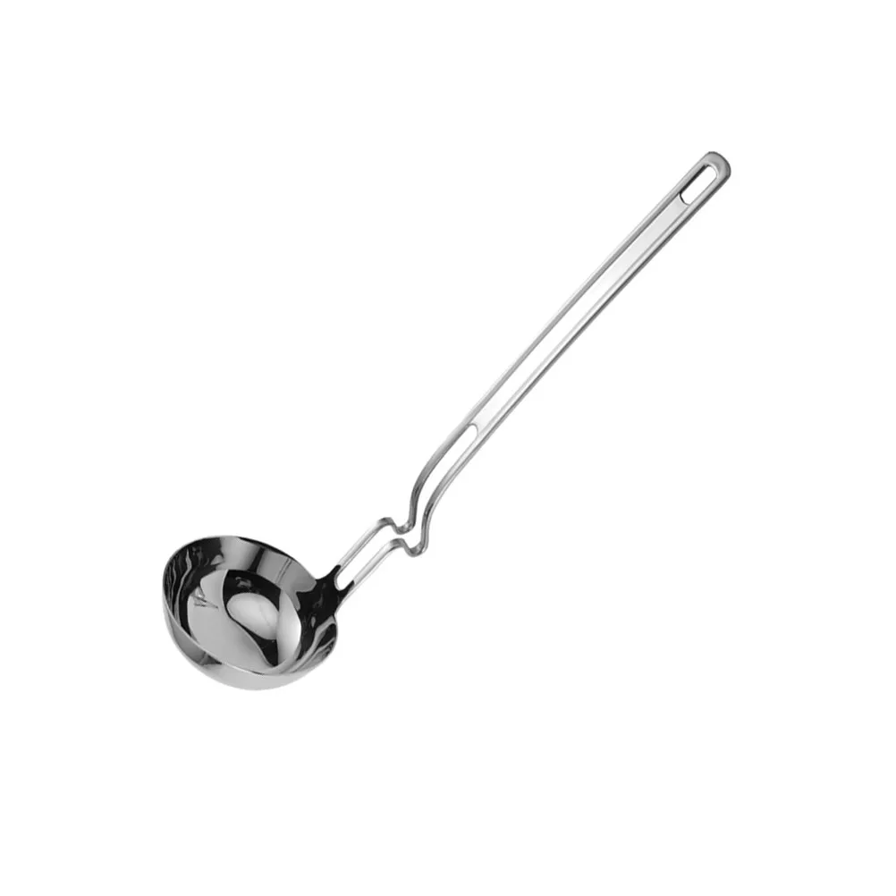 Premium 304 Stainless Steel Hot Pot Ladle Curved Ergonomic Handle Smooth Polished Edge Rust Proof for Home Restaurant Buffet
