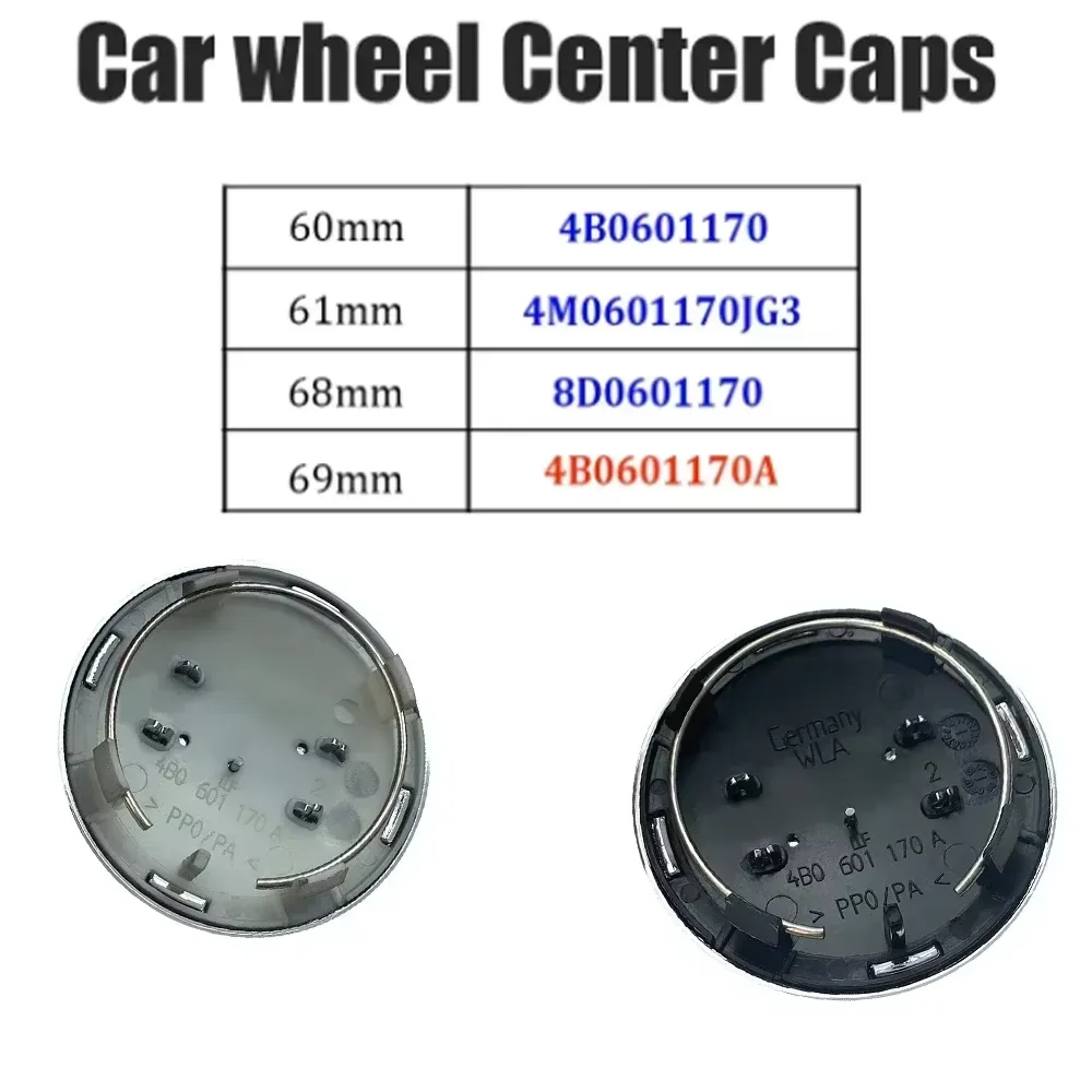 4pcs 60mm 61mm 68mm 69mm Car Styling Wheel Center Cap Hub Covers wheel cover for Audi A1 A3 A5 A6 Q3 B5 B6 B7 B8 8P 8V 8L C6 C7