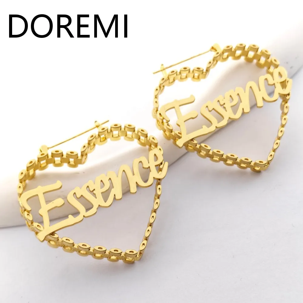 

Серьги-кольца DOREMI из нержавеющей стали с индивидуальным дизайном в форме сердца и часов, с возможностью нанесения имени, для детей