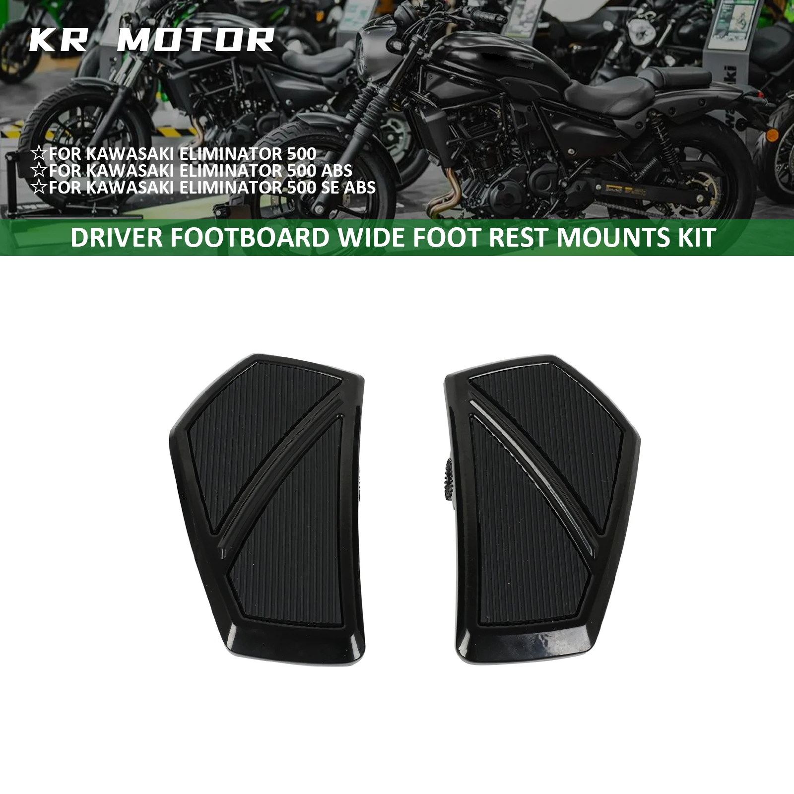 

Fits For Kawasaki Eliminator 500 SE ABS 2024 2025 Motorcycle Rider Floorboards Driver Footboard Wide Foot Rest Mounts Kit Black