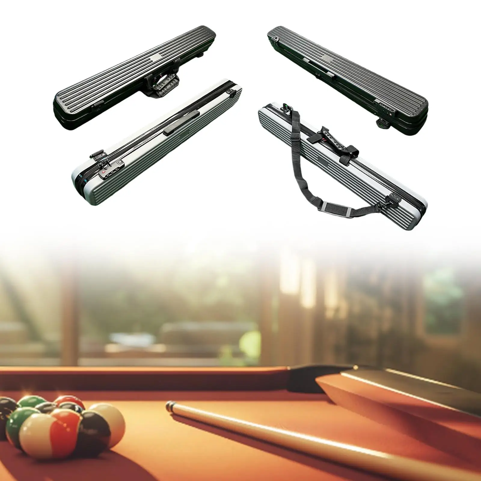 Pool Cue Stick Case Portable Dustproof Hard Shell Billiard Stick Case Holder Foam Inside Billiard Stick Carrying Case with Lock