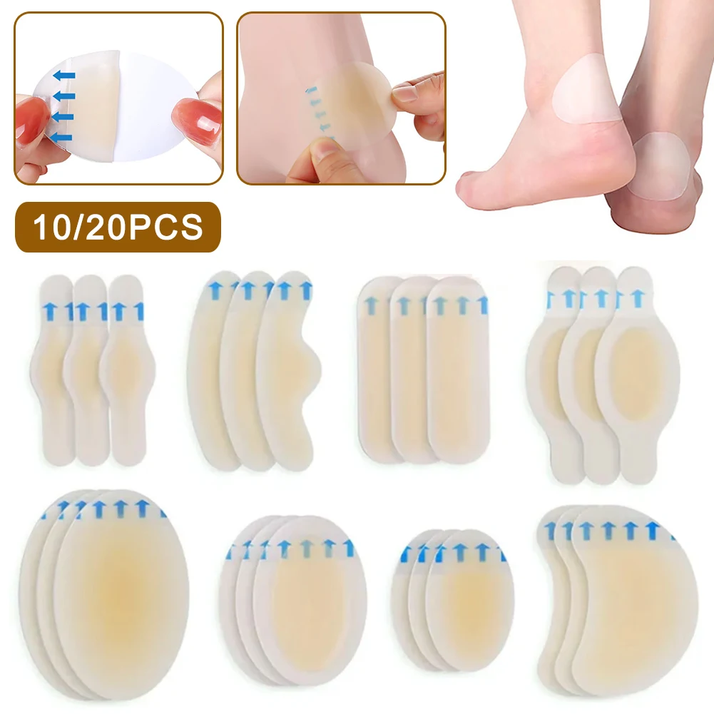 Soft Hydrocolloid Gel Shoes Adesivos, alívio das dores, bolhas, joanete, calos, calos, fricção, pontos de pressão, alívio da dor no calcanhar, 10 pcs, 20pcs