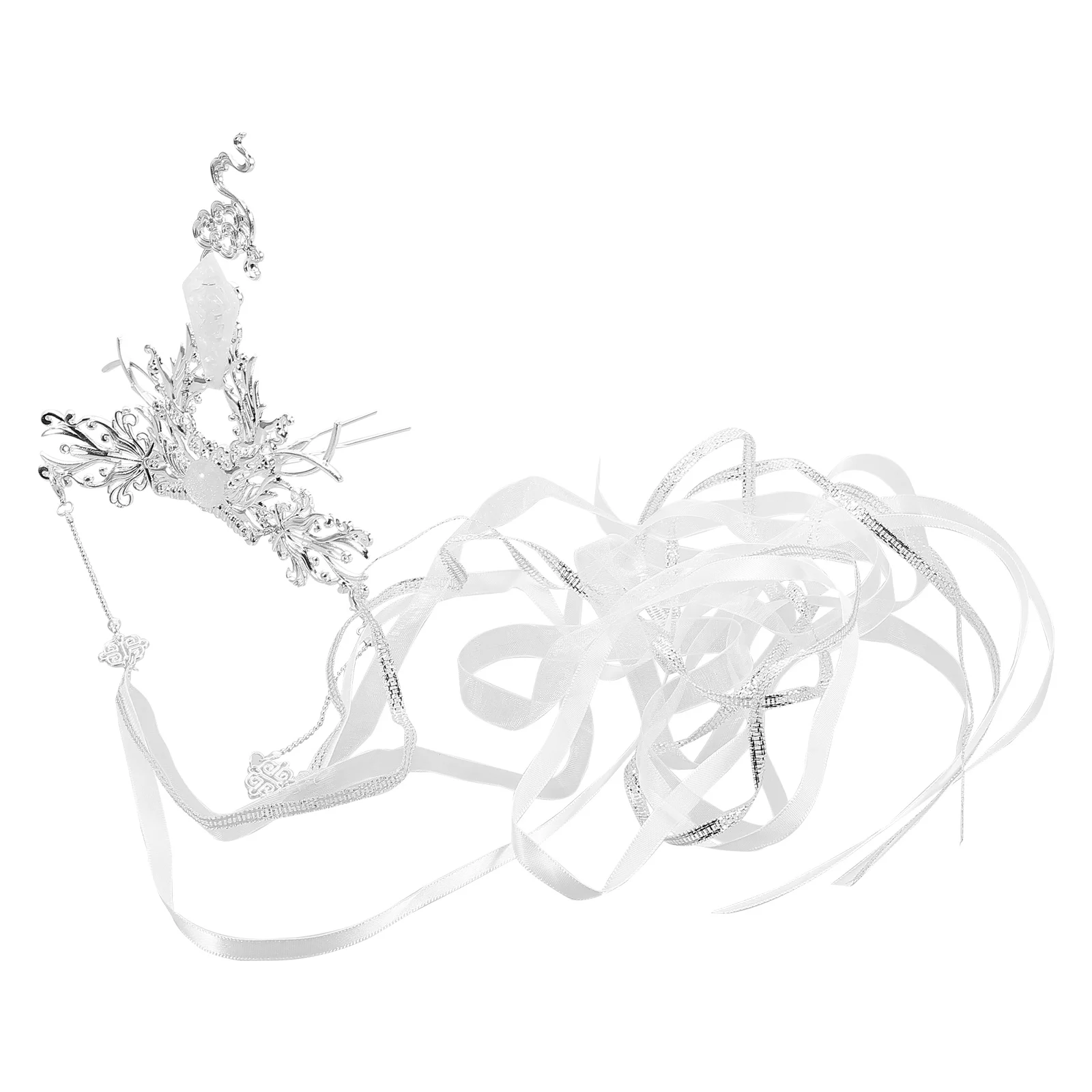 

Alloy Men's Hanfu Hair Crown Detachable Long Floating Tassel Ribbons Traditional Chinese Hairpin Hair Accessories Ancient Style