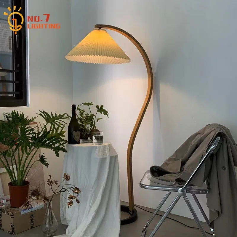 Spanish Design Minimalist Solid Wood Corner Floor Lamp LED Atmosphere Vertical Table Lamp Villa Living/Model Room Sofa Study Bar