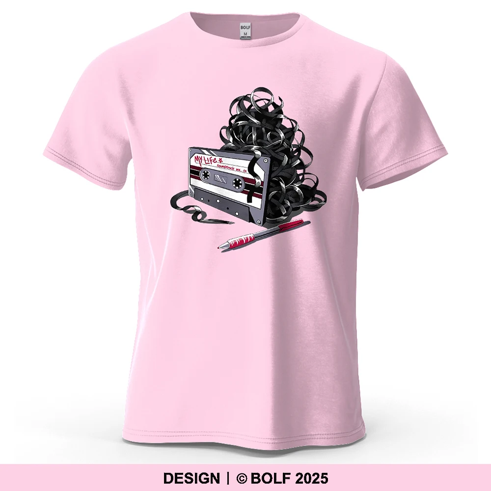My Life Soundtrack bedrucktes Herren-T-Shirt aus 100 % Baumwolle, übergroße persönliche Journaling-Grafik-T-Shirts für Damen, T-Shirts, Streetwear