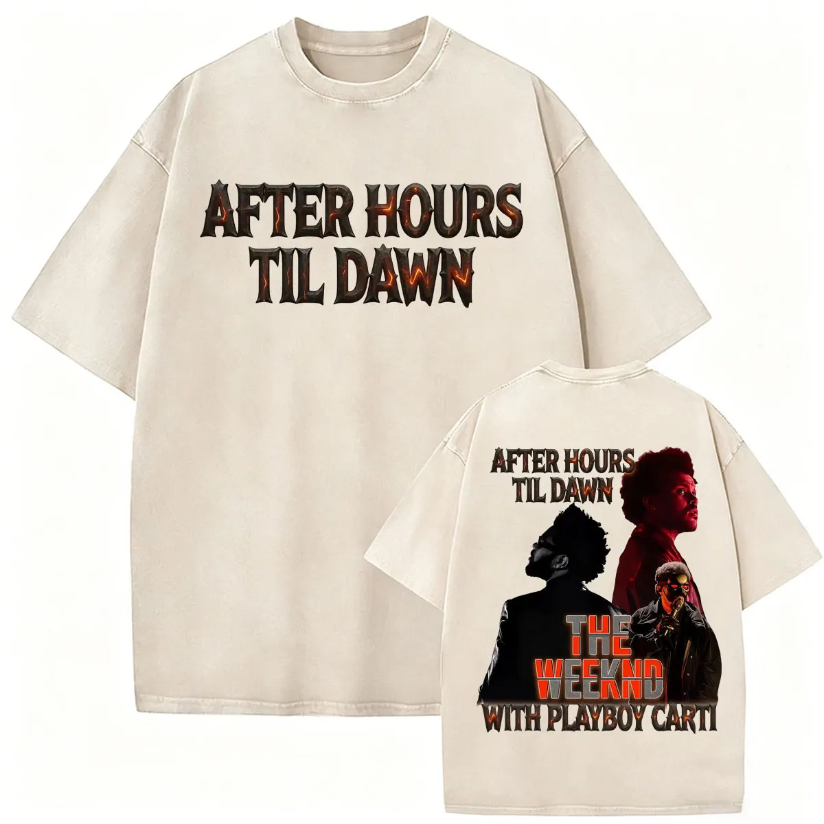 The Weeknd After Hours Til Dawn Tour Vintage Washed T-shirts Men Women Harajuku High Street T Shirts Casual Loose Cotton T-shirt