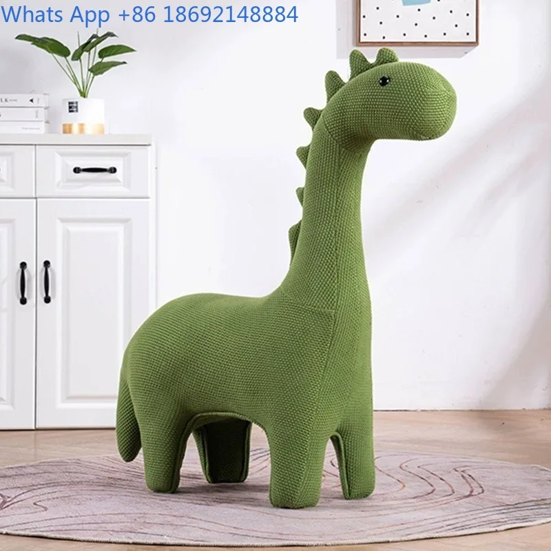 Knitted Dinosaur Sofa Chair Small Ride-on Living Room Decoration Cartoon Animal Giraffe Stool