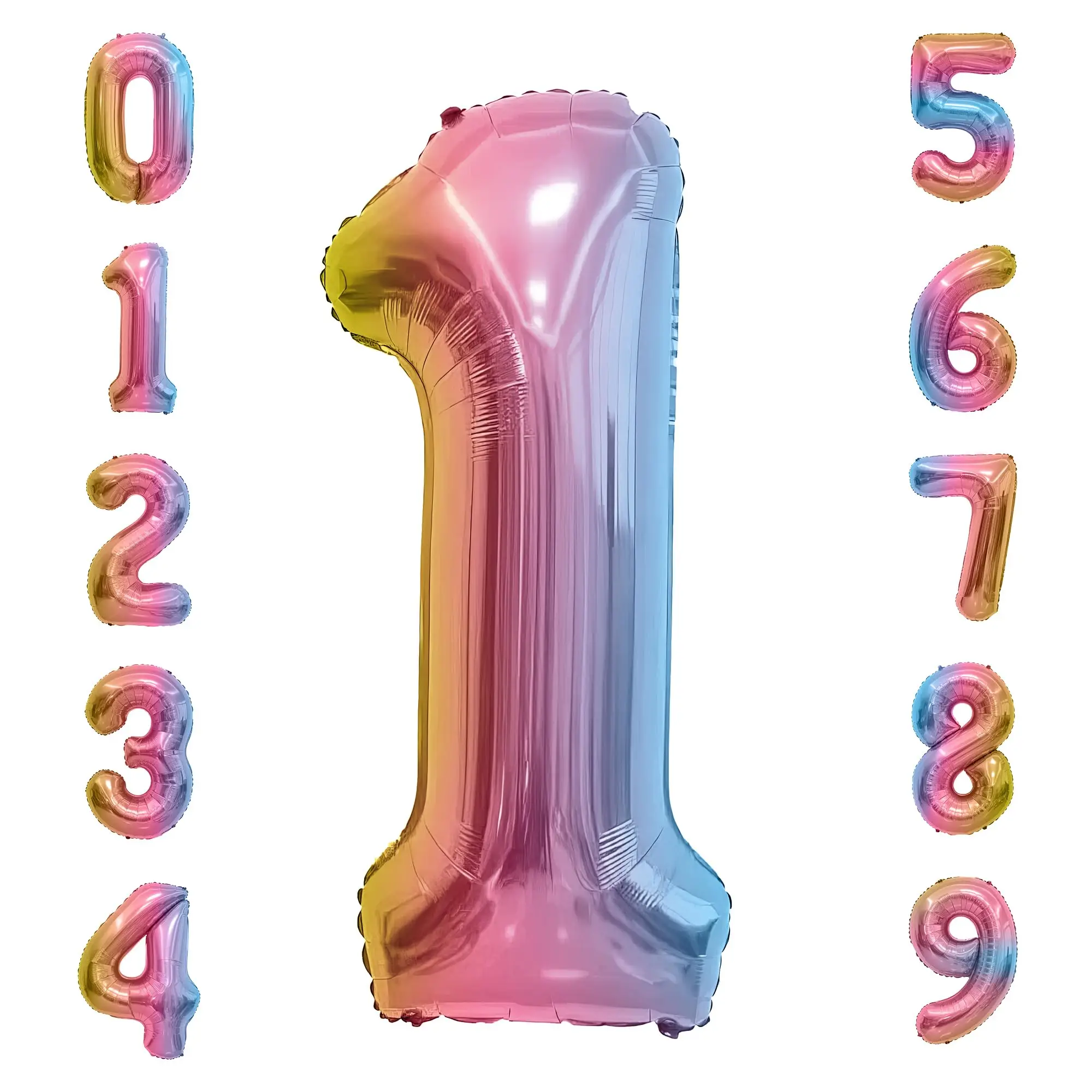 40 дюймов, большой Радужный градиент, цифры 0-9, красочные фольгированные шары Nmuber, для дня рождения, детской вечеринки, помолвка