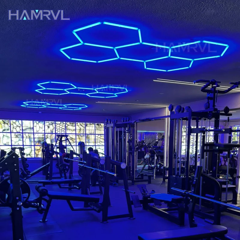 

Hexagon RGB Music Yoga Gym Club Cafe Party Decor Effect Lighting for Garage LED Lights APP Control Color Change Bar Esports Room